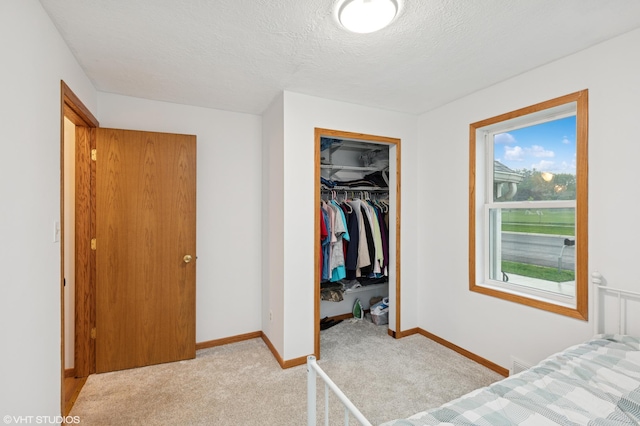 220 State St, Belle Plaine, MN 56011 - bedroom with light carpet, baseboards, a closet, and a textured ceiling