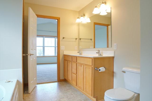 4629 Empress Way N, Hugo, MN 55038 - bathroom featuring double vanity, toilet, a tub, and tile patterned floors