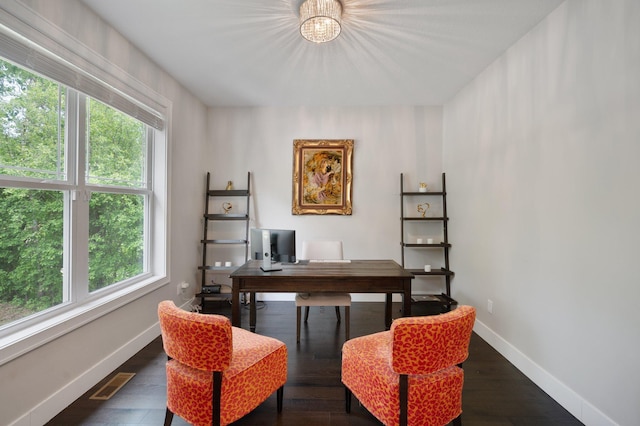 12601 Ridgemount Ave W, Minnetonka, MN 55305 - home office featuring baseboards and dark wood finished floors