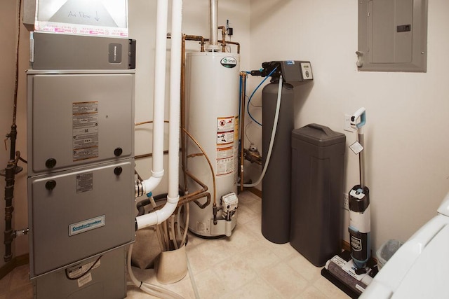 2501 Woodridge Ln, Brainerd, MN 56401 - utility room featuring electric panel, gas water heater, and heating unit