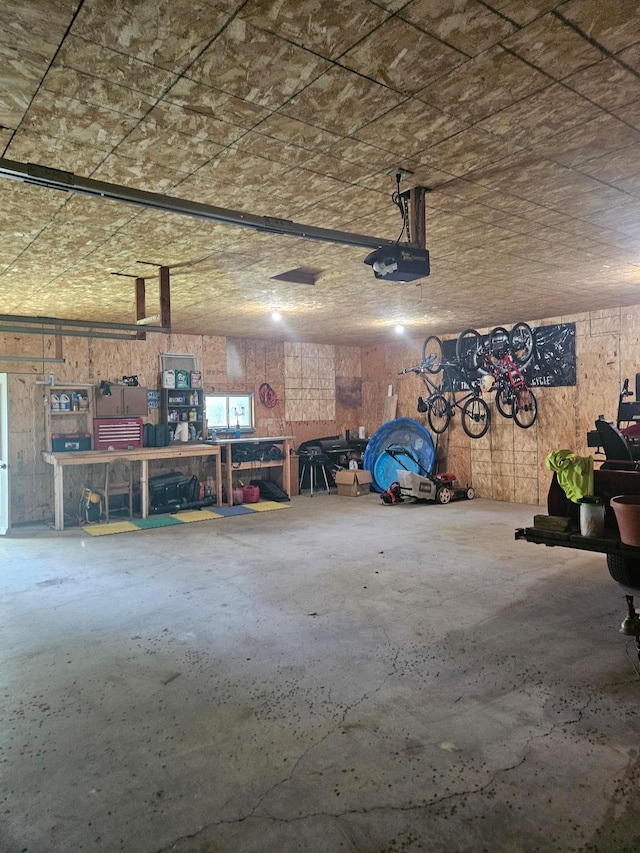 530 Willis St, Dassel, MN 55325 - garage featuring a garage door opener and a workshop area