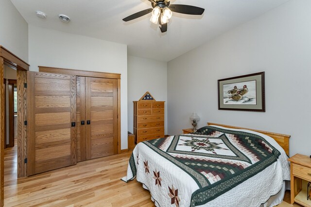 918 Hidden Meadow Ln, Lake City, MN 55041 - bedroom featuring light wood-style flooring and ceiling fan