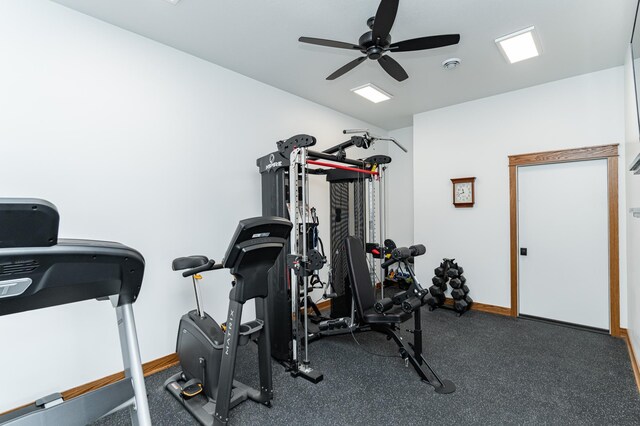 918 Hidden Meadow Ln, Lake City, MN 55041 - workout room with a ceiling fan and baseboards