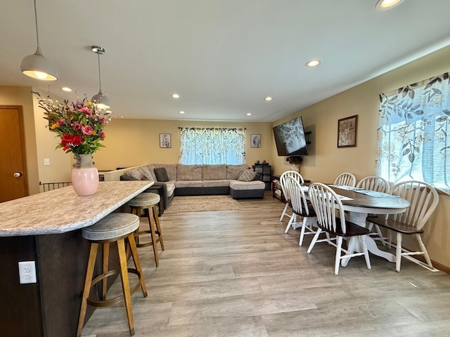 2014 Nelson Dr, Thief River Falls, MN 56701 - dining area featuring recessed lighting, light wood finished floors, and baseboards