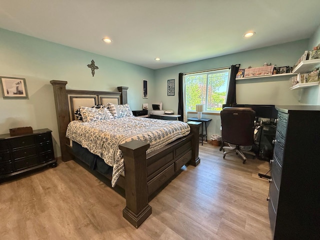 2014 Nelson Dr, Thief River Falls, MN 56701 - bedroom featuring light wood-type flooring, a desk, and recessed lighting