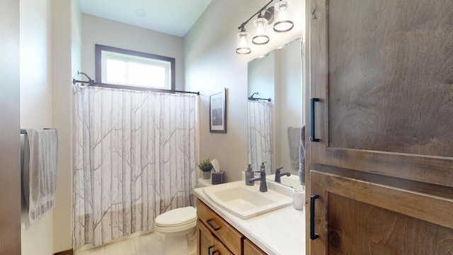807 Whitetail Ln, Detroit Lakes, MN 56501 - bathroom with vanity, toilet, and shower / tub combo with curtain