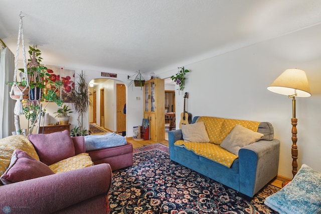 1013 15 1/2 St N, Moorhead, MN 56560 - living area featuring arched walkways and wood finished floors
