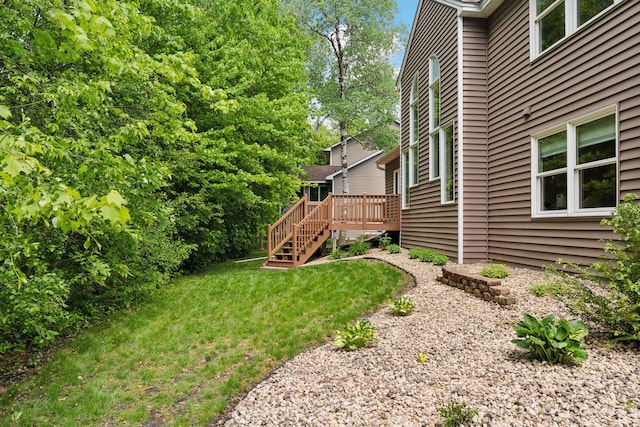 6609 Red Birch Ct, Lino Lakes, MN 55014 - view of green lawn featuring a deck and stairs