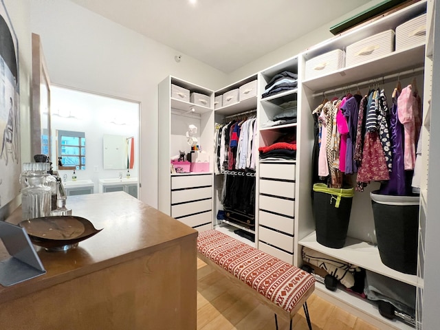 2840 Bryant Ave S Unit E303, Minneapolis, MN 55408 - spacious closet with wood finished floors and a sink