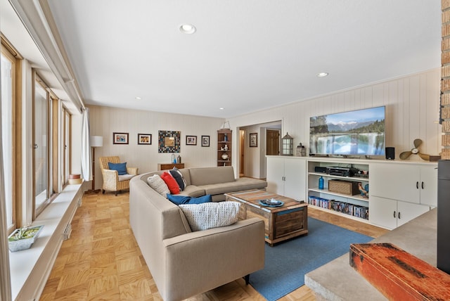 6413 Mendelssohn Ln, Edina, MN 55343 - living area with wooden walls and recessed lighting