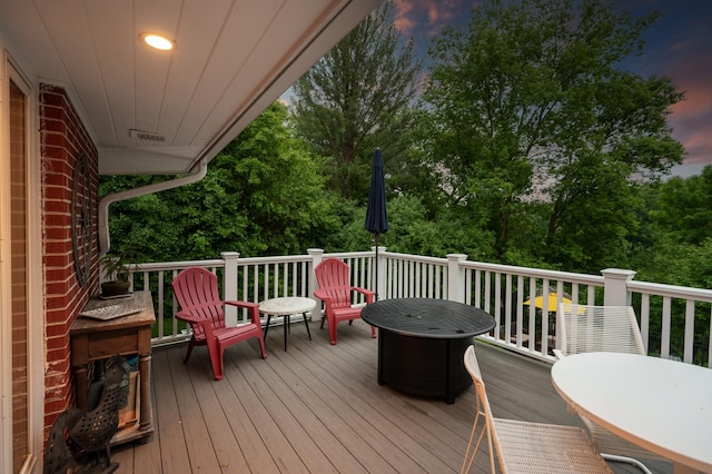 6413 Mendelssohn Ln, Edina, MN 55343 - wooden deck featuring view of scattered trees