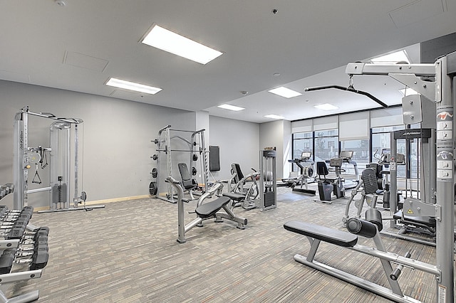 740 Portland Ave Unit 1005, Minneapolis, MN 55415 - exercise room featuring carpet floors and baseboards