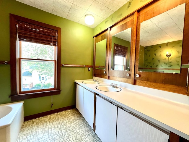 508 2nd Ave, Goodhue, MN 55027 - bathroom with plenty of natural light, double vanity, a garden tub, and baseboards