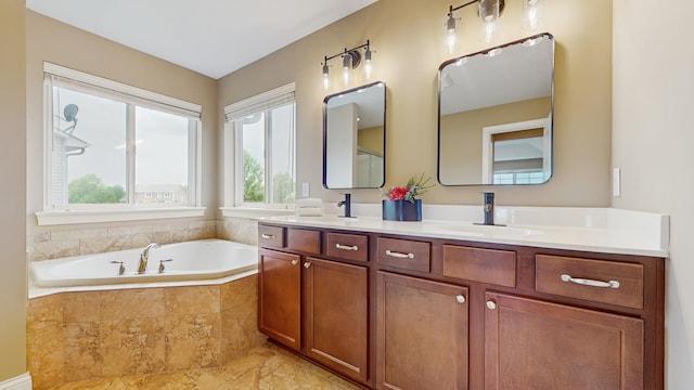 11330 Harness Rd, Woodbury, MN 55129 - bathroom featuring double vanity and a bath