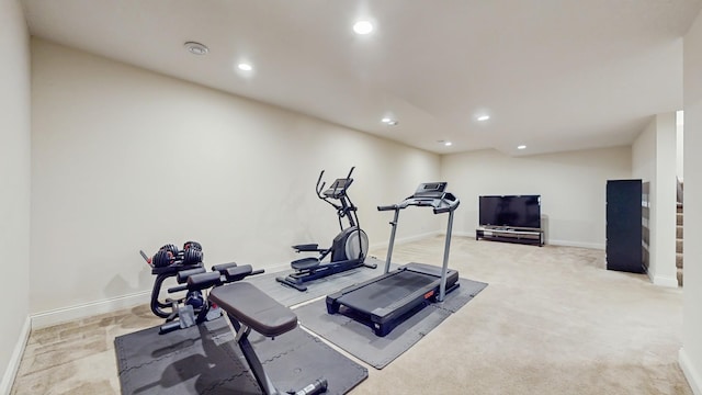 11330 Harness Rd, Woodbury, MN 55129 - exercise room with recessed lighting, baseboards, and light carpet