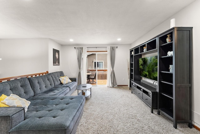 1533 Roundhouse Cir, Shakopee, MN 55379 - living room featuring light carpet, baseboards, and recessed lighting