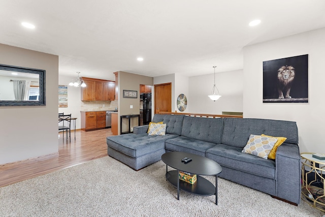 1533 Roundhouse Cir, Shakopee, MN 55379 - living area featuring recessed lighting, light colored carpet, and light wood-type flooring