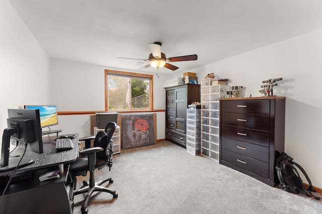 1533 Roundhouse Cir, Shakopee, MN 55379 - office area featuring light colored carpet, a ceiling fan, and baseboards
