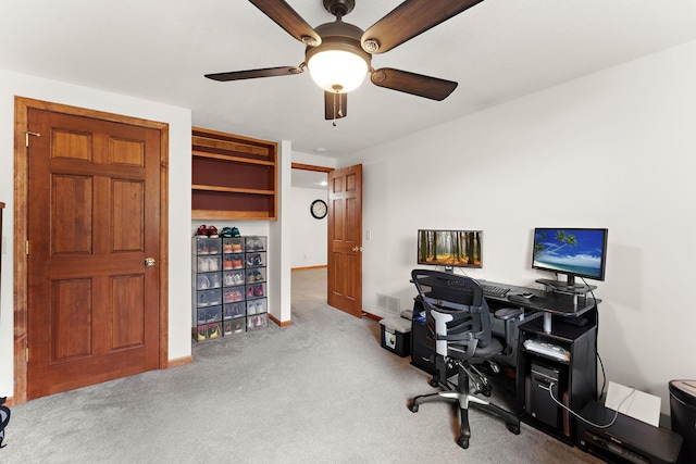 1533 Roundhouse Cir, Shakopee, MN 55379 - office area with a ceiling fan, carpet flooring, and baseboards