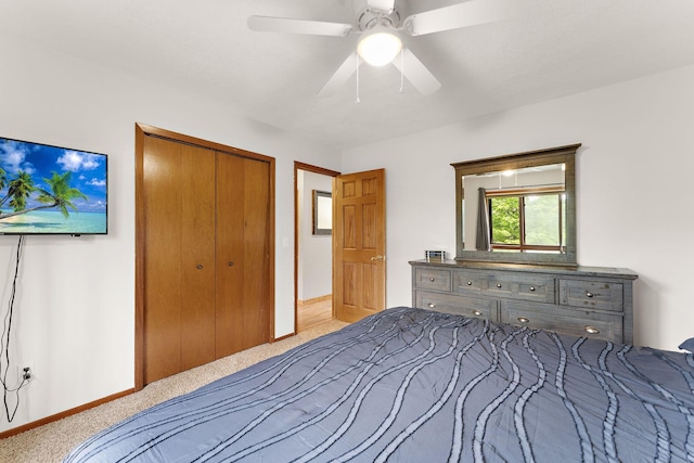 1533 Roundhouse Cir, Shakopee, MN 55379 - carpeted bedroom with a closet, baseboards, and a ceiling fan