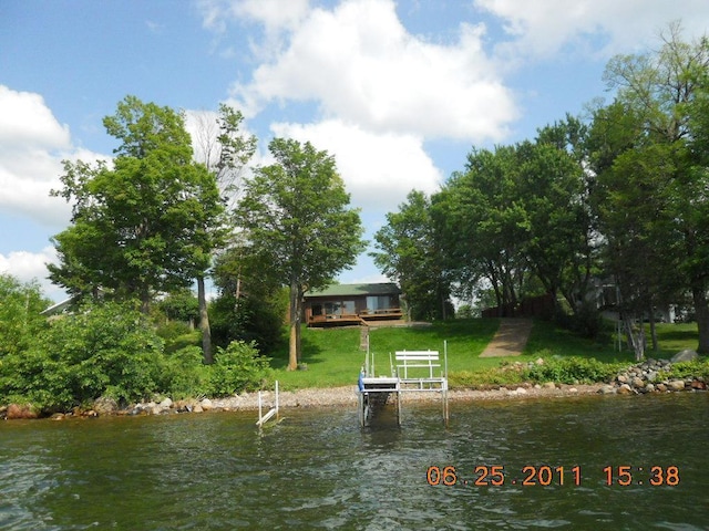 43923 Vista Rd, Isle, MN 56342 - dock area with a water view and a yard