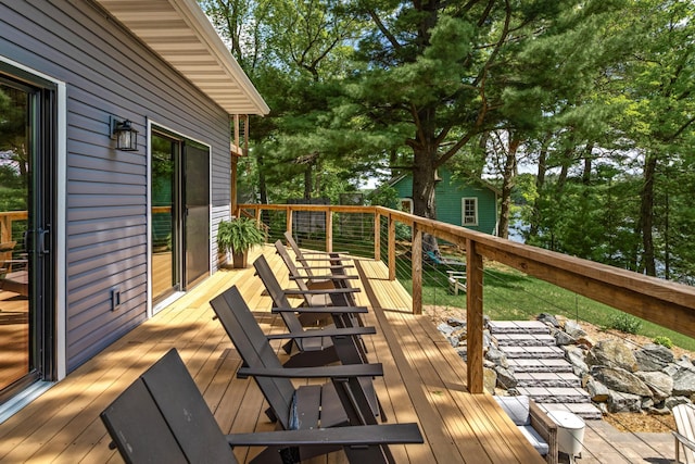 2625 7th Ave, Chetek, WI 54728 - wooden deck with view of scattered trees