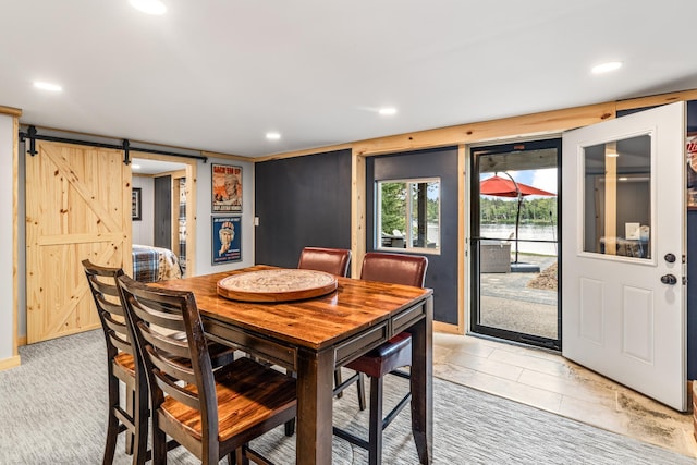2625 7th Ave, Chetek, WI 54728 - dining room with a barn door and recessed lighting