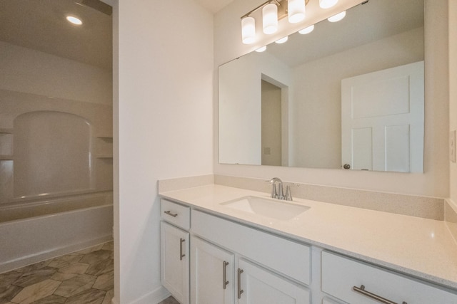 535 Rolling Hills Ln, Delano, MN 55328 - bathroom featuring vanity, shower / washtub combination, and recessed lighting