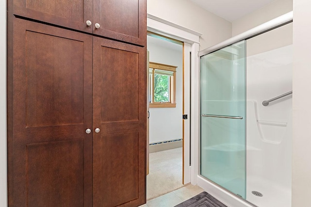 408 5th St E, Northfield, MN 55057 - bathroom with a shower stall and tile patterned floors