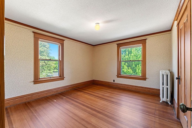 408 5th St E, Northfield, MN 55057 - spare room with radiator, wood-type flooring, healthy amount of natural light, ornamental molding, and baseboards