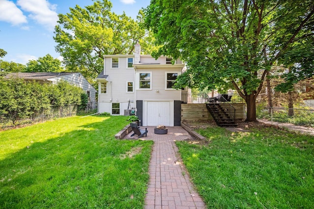 2934 Natchez Ave S, Saint Louis Park, MN 55416 - rear view of property with stairway, a deck, a chimney, and a patio area