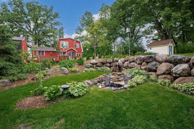 1751 Resthaven Ln, Mound, MN 55364 - view of grassy yard featuring a wooden deck