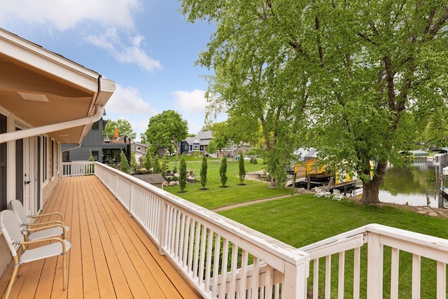 1709 Baywood Ln, Mound, MN 55364 - wooden terrace with a lawn, a residential view, and a water view