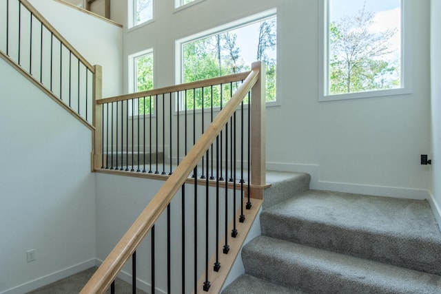 31709 Green Scene Dr, Breezy Point, MN 56472 - staircase with baseboards and carpet floors