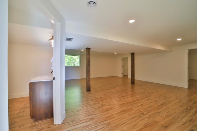 20482 Lord Rd, Center Twp, MN 56465 - below grade area with light wood-style floors and recessed lighting