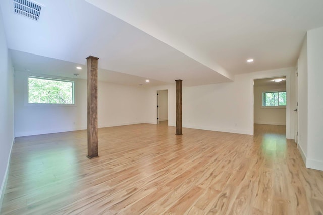 20482 Lord Rd, Center Twp, MN 56465 - below grade area with light wood-type flooring and recessed lighting