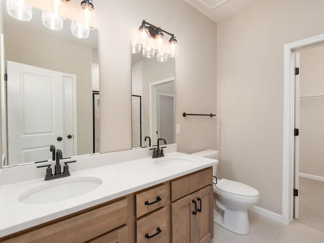5393 177th St W, Lakeville, MN 55044 - full bath with double vanity, toilet, tile patterned flooring, and a spacious closet