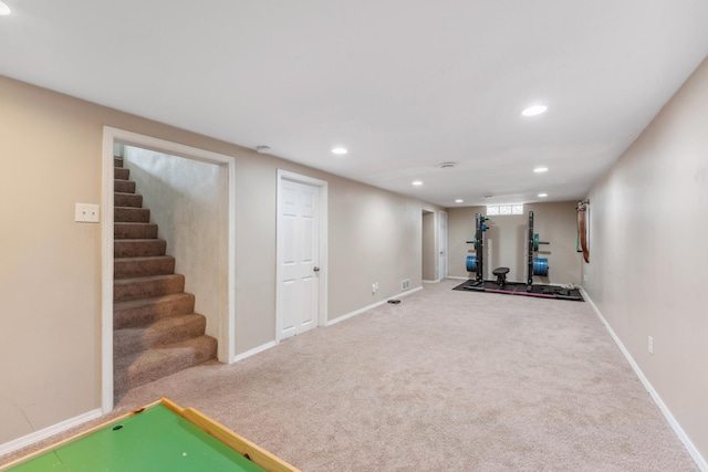 2918 Asbury St, Roseville, MN 55113 - workout area with recessed lighting, baseboards, and carpet floors