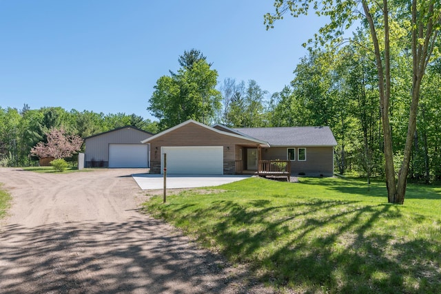 8296 Gladstone Lake Rd, Lake Edward Twp, MN 56401 - ranch-style house with dirt driveway and a front lawn