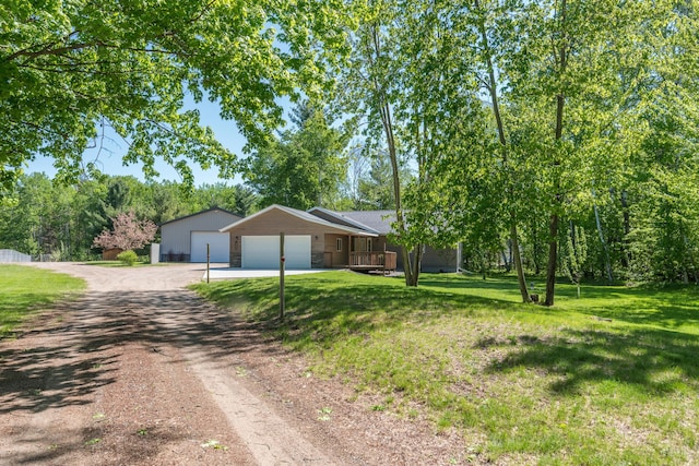 8296 Gladstone Lake Rd, Lake Edward Twp, MN 56401 - single story home with an attached garage, a front lawn, and dirt driveway