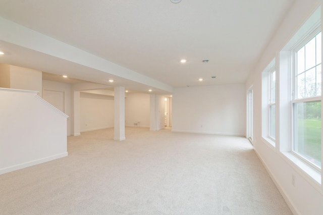 20117 63rd Ave, Corcoran, MN 55340 - below grade area with recessed lighting, light carpet, and stairway
