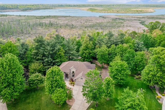 5160 202nd Ln NE, Linwood Twp, MN 55092 - view from above of property with a large body of water and a forest