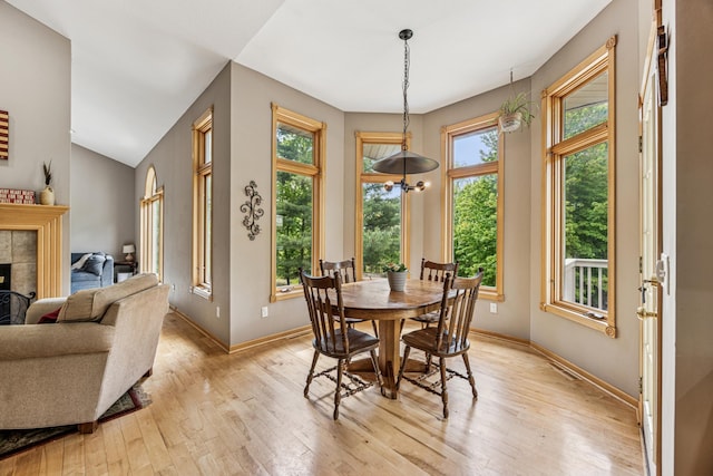 5160 202nd Ln NE, Linwood Twp, MN 55092 - dining room with light wood-style floors, healthy amount of natural light, baseboards, and a chandelier