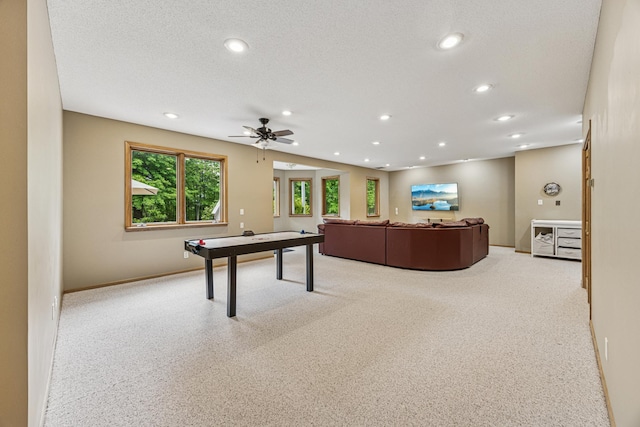 5160 202nd Ln NE, Linwood Twp, MN 55092 - playroom featuring recessed lighting, ceiling fan, baseboards, and carpet flooring