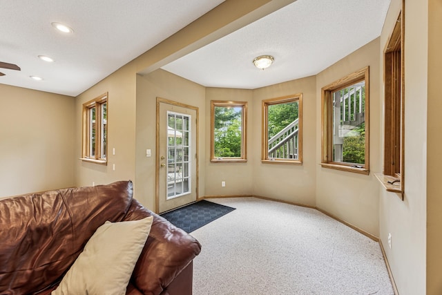 5160 202nd Ln NE, Linwood Twp, MN 55092 - doorway with carpet, baseboards, recessed lighting, and ceiling fan