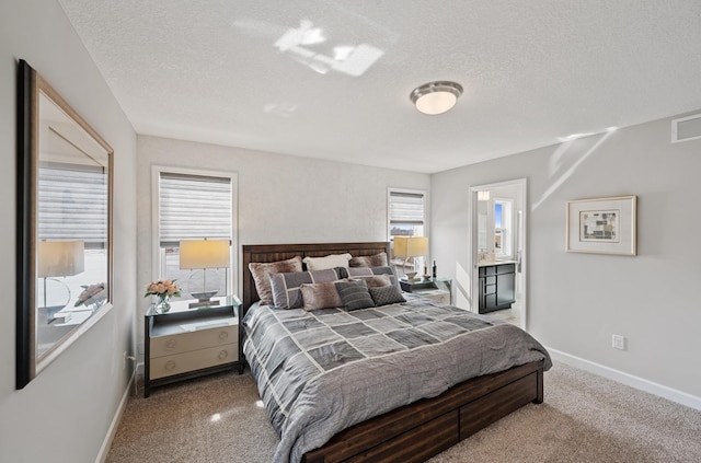 1955 Fulton Rd, Carver, MN 55315 - carpeted bedroom with a textured ceiling, baseboards, and connected bathroom