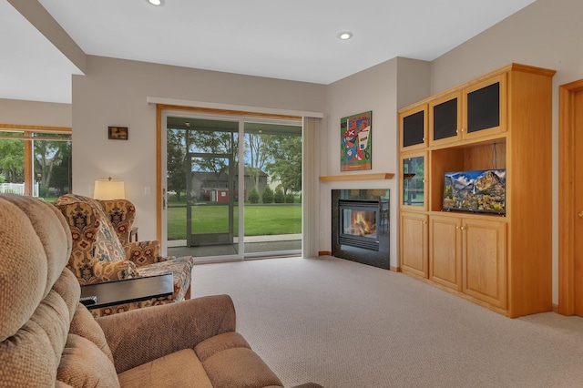 1538 Katrina Ct, Saint Cloud, MN 56301 - carpeted living area featuring recessed lighting and a glass covered fireplace