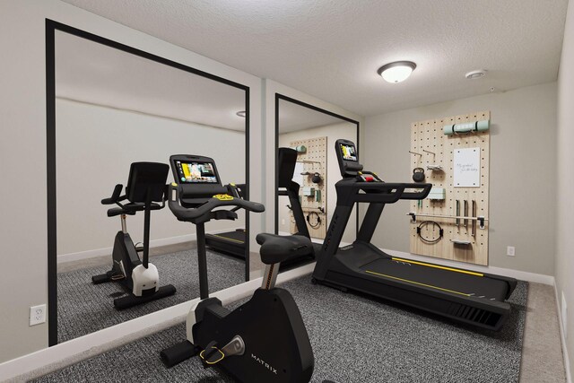 15653 Cobblestone Lake Pkwy, Apple Valley, MN 55124 - exercise room featuring a textured ceiling and baseboards