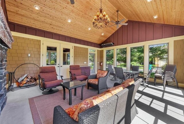 15653 Cobblestone Lake Pkwy, Apple Valley, MN 55124 - view of patio featuring an outdoor hangout area, french doors, outdoor dining area, and ceiling fan