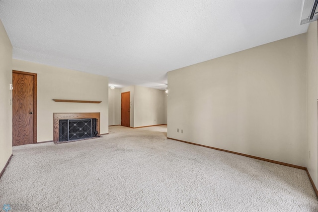 2802 29th Ave S, Moorhead, MN 56560 - unfurnished living room with light carpet, a fireplace with flush hearth, and baseboards
